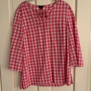 Talbots Pink and White Gingham Cotton Tunic Top